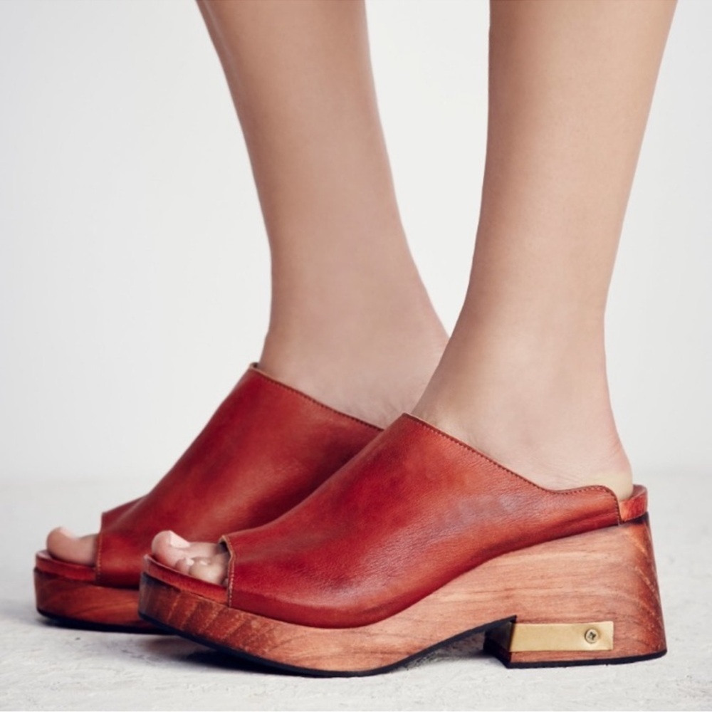 Free People Dark Brown Moon Platform Mules size 38